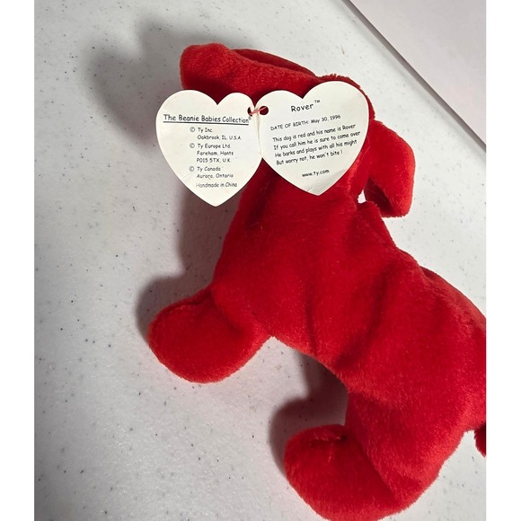 Rare retired 1996 Ty Rover Red dog Beanie Baby with Tag Errors - Picture 4 of 7